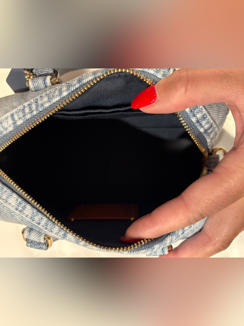 Coach Mini Rowan Crossbody Bag In Loved Denim With Charms - Picture 5 of 16